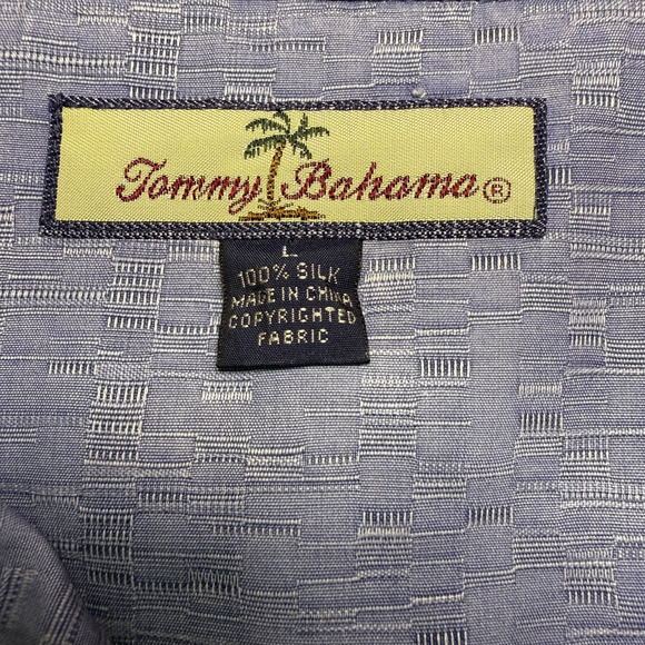 Tommy Bahama Men's Silk Floral Hawiian Camp Shirt Size L Blue Vacation Button - Picture 5 of 8